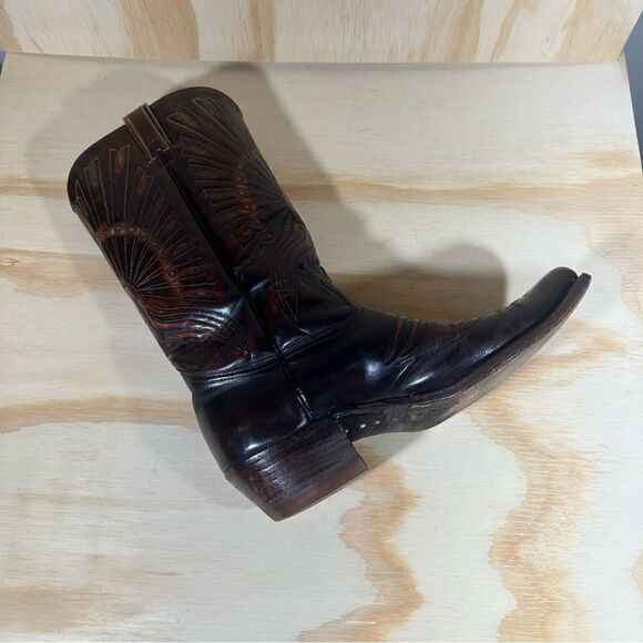 Vintage Texas Brand Brown Leather Stitched Peacock Cowboy Boots Men’s Size 9.5 D - Picture 9 of 12